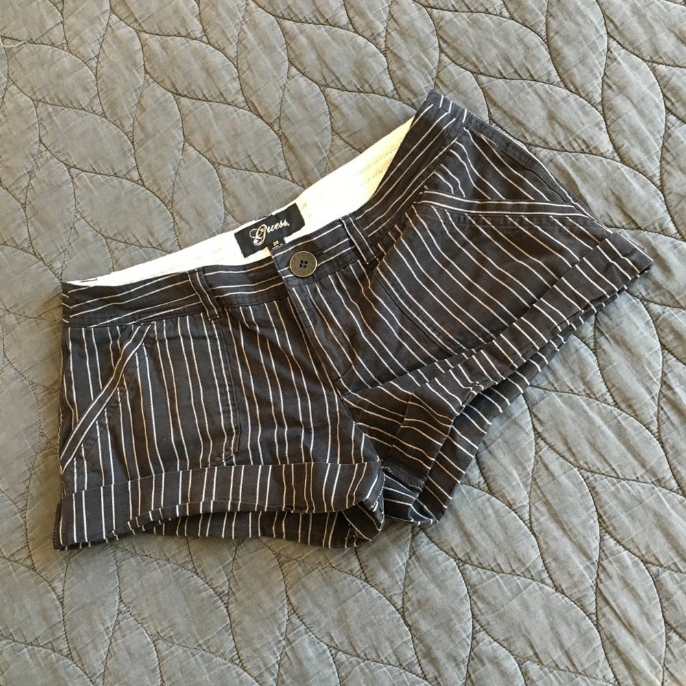 Black Guess Shorts with White Stripes